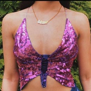 Sequin butterfly top